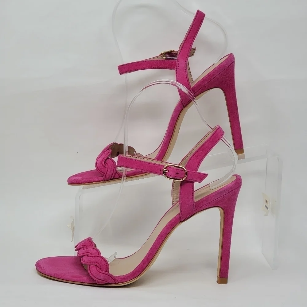 Stuart Weitzman Womens Dancer Twistie 100 Suede Pink Stiletto Heels Size 7.5 New